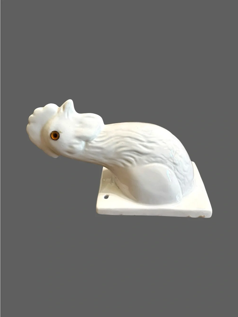 Vintage white ceramic rooster wall hook chicken farmhouse kitchen decor